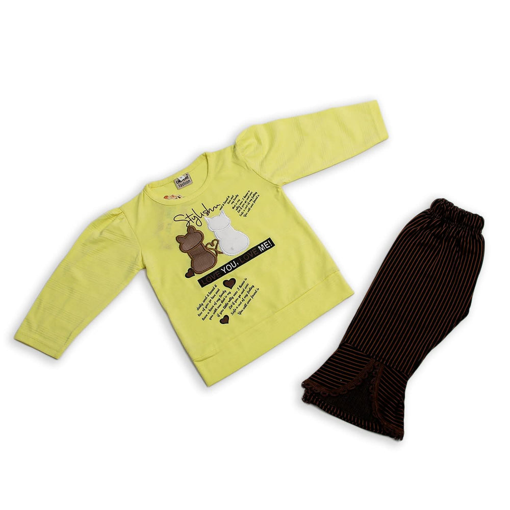 Girls Full Sleeves Tight Suit - Lemon, Girls Suits, Chase Value, Chase Value