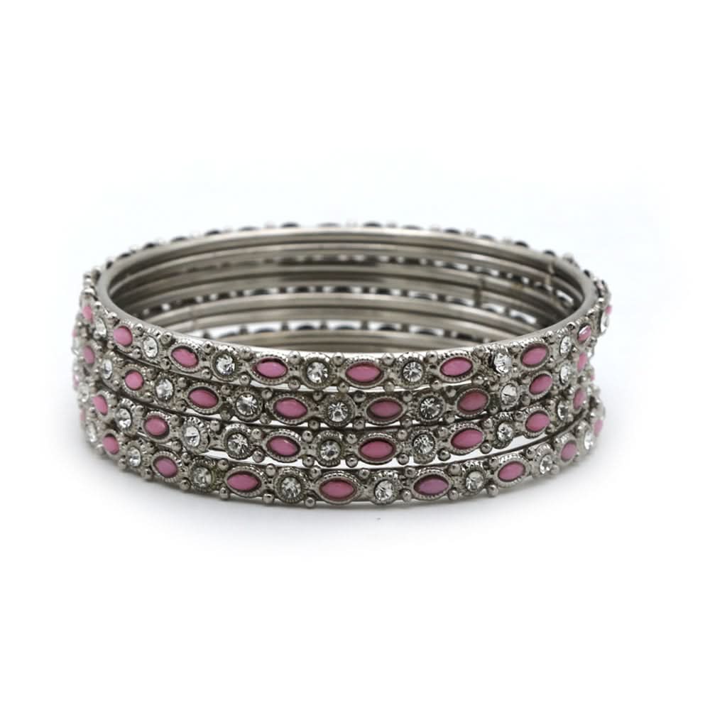 Silver Bangles & Bracelets for Women's - Pink, Women Bangles & Bracelets, Chase Value, Chase Value