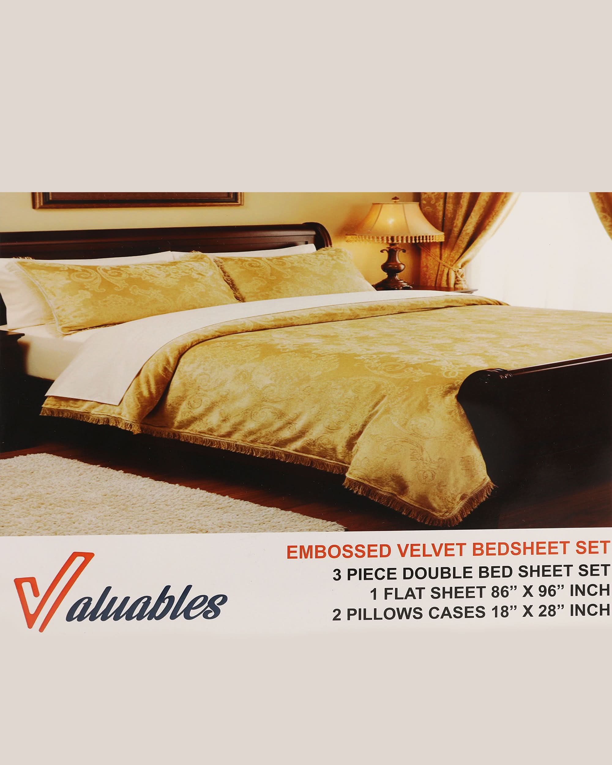 Embossed Velvet Double Bed Sheet Set, Double Size Bed Sheet, Chase Value, Chase Value