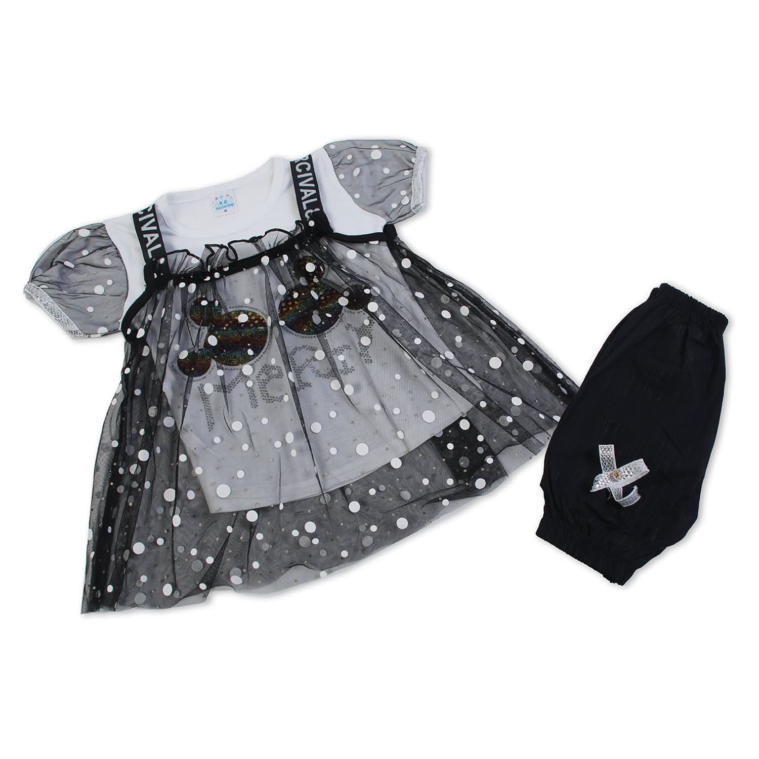 Girls Half Sleeves 3Pcs Suit - Black, Girls Suits, Chase Value, Chase Value