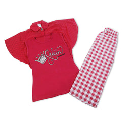 Girls Tight Half Sleeves Suit - Tea Pink