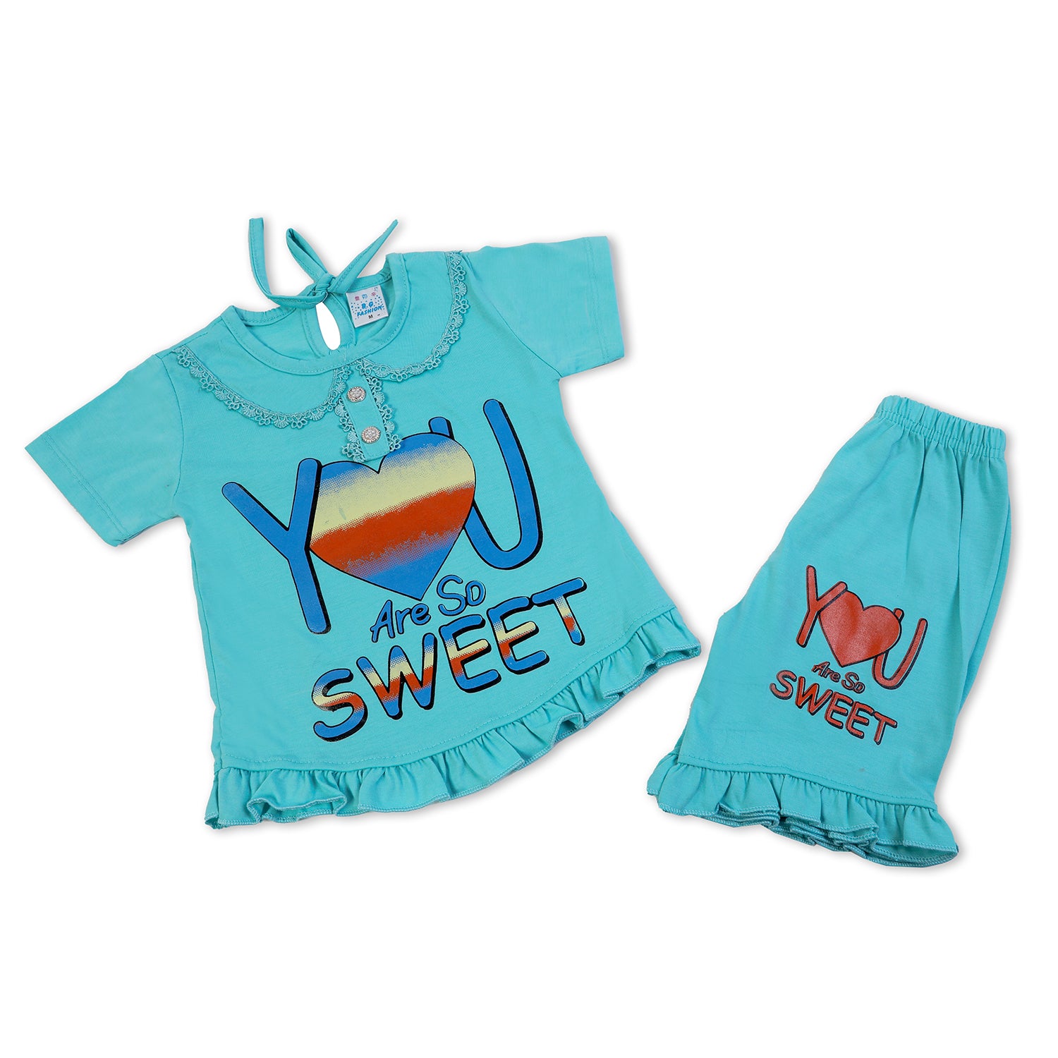 Girls Half Sleeves Suit - Cyan, Girls Suits, Chase Value, Chase Value