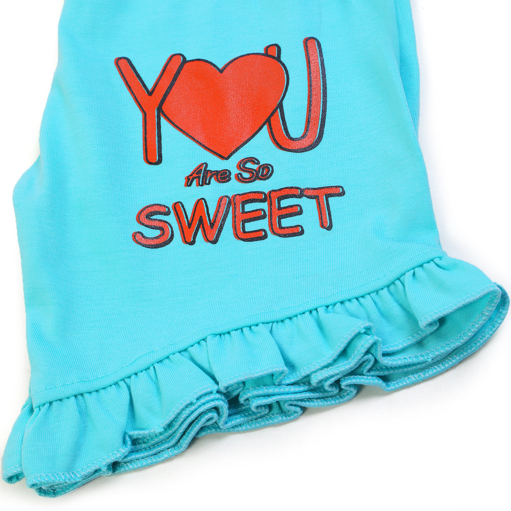 Girls Half Sleeves Suit - Cyan, Girls Suits, Chase Value, Chase Value