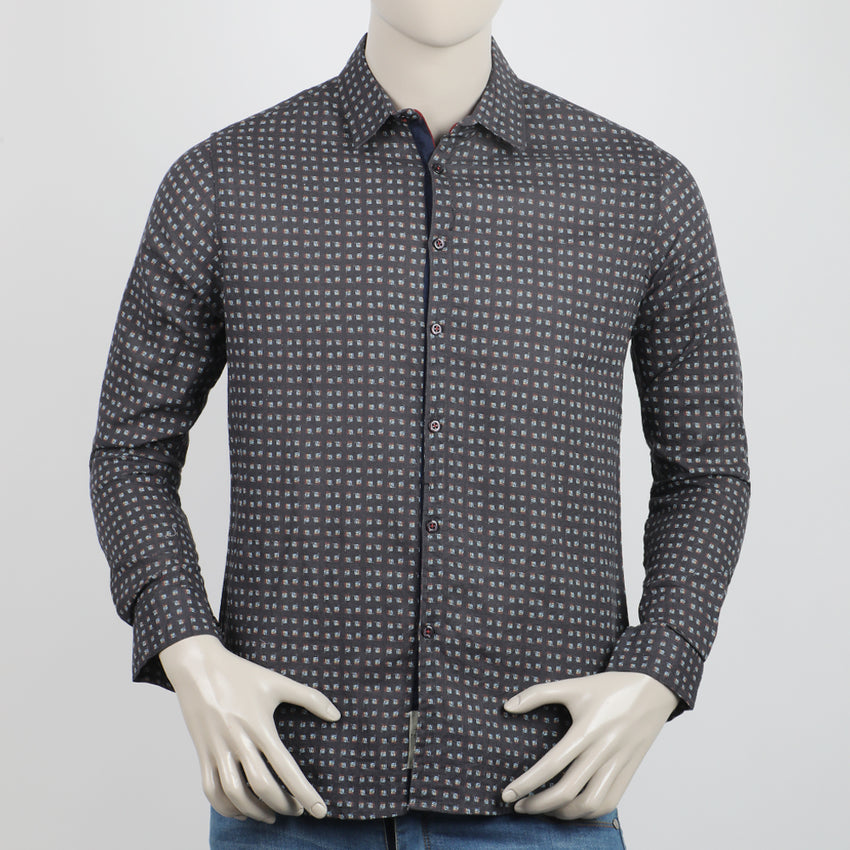 Eminent Men's Casual Full Sleeves Printed Shirt - Charcoal