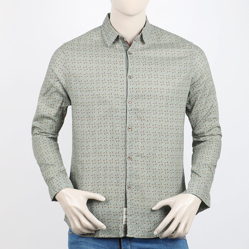 Eminent Men's Casual Full Sleeves Printed Shirt - Olive Green