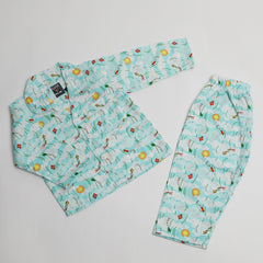 Girls Full Sleeves Night Suit - Multi Color