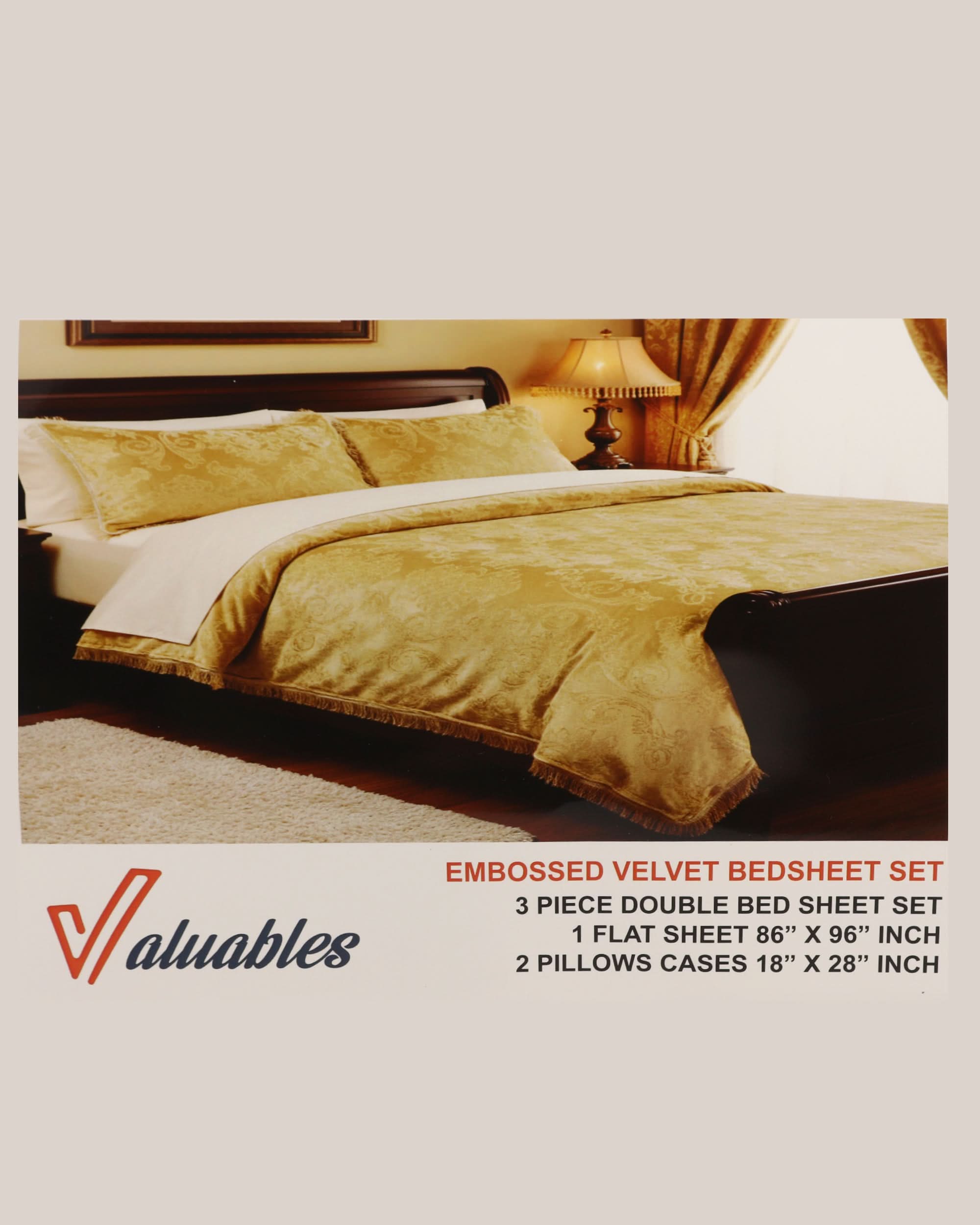 Embossed Velvet Double Bed Sheet Set, Double Size Bed Sheet, Chase Value, Chase Value