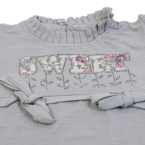 Girls Half Sleeves Skirt Suit - Grey