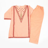 Girls Embroidered Shalwar Suit - Peach, Girls Shalwar Kameez, Chase Value, Chase Value