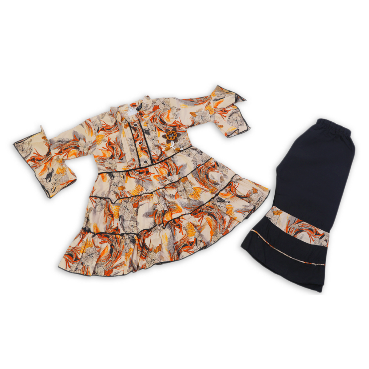 Girls Embroidered Shalwar Suit - Light Brown, Girls Shalwar Kameez, Chase Value, Chase Value