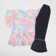 Girls Half Sleeves Tight Suit - Multi Color