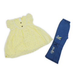 Girls Tight Half Sleeves Suit - Lemon