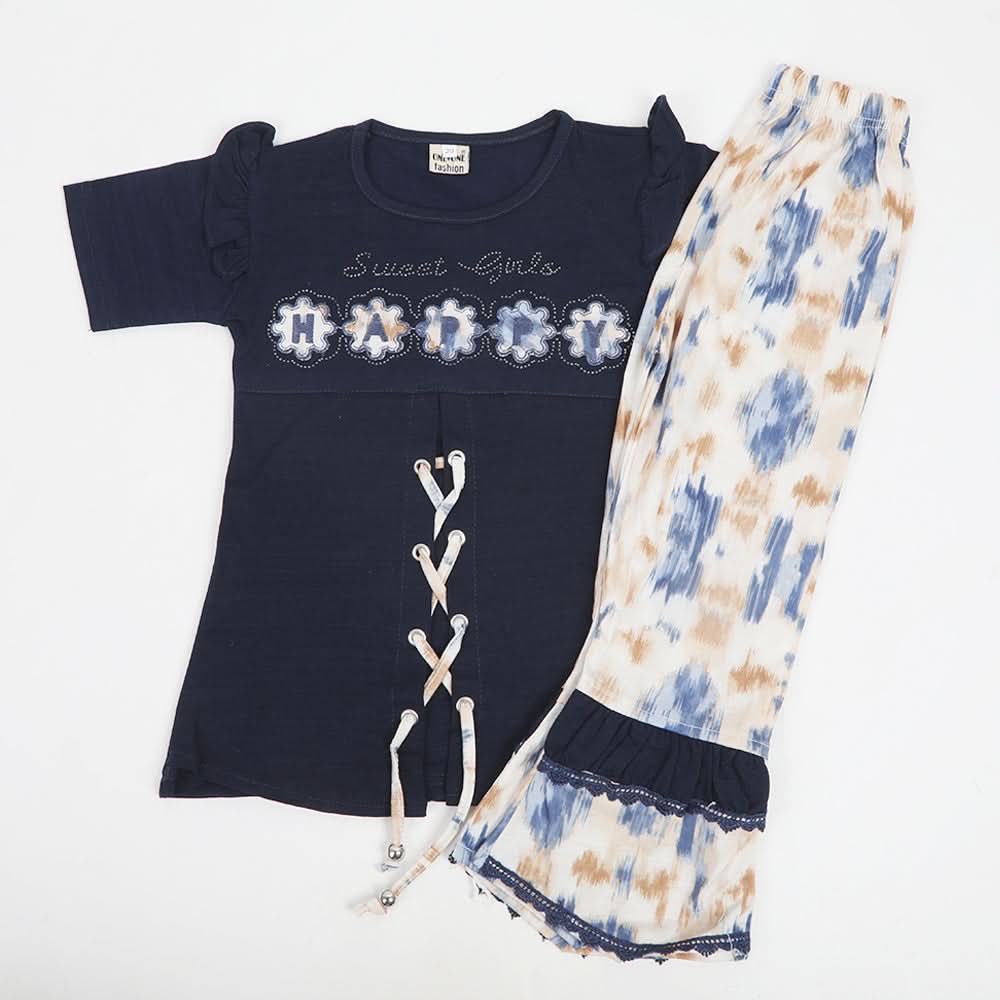 Girls Half Sleeves Tight Suit - Navy Blue, Girls Suits, Chase Value, Chase Value