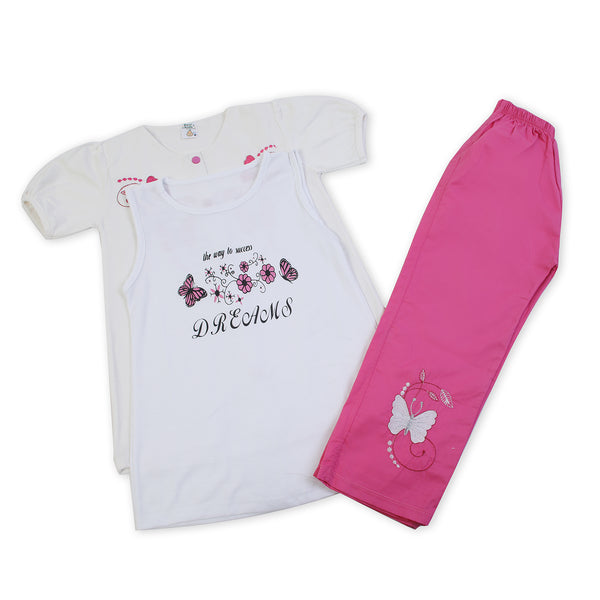 Girls Tight Half Sleeves Suit - Pink