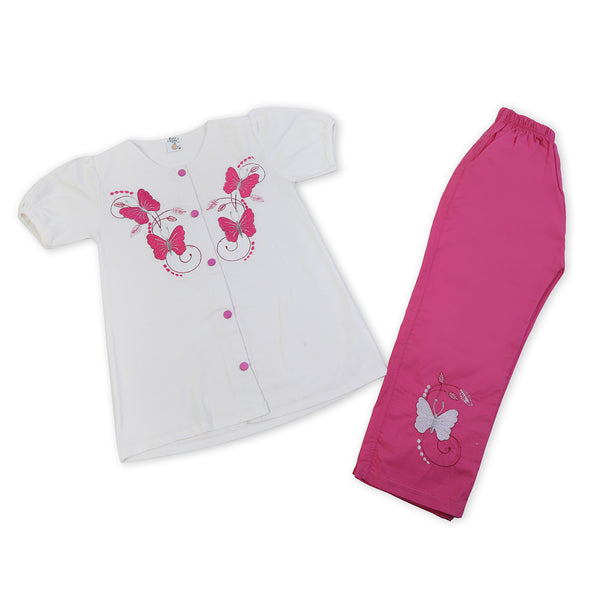 Girls Tight Half Sleeves Suit - Pink