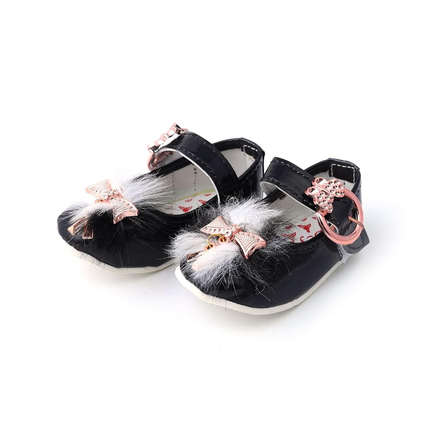 Newborn Girls Pumpy (Fur) - Black, Newborn Caps, Shoes & Socks, Chase Value, Chase Value