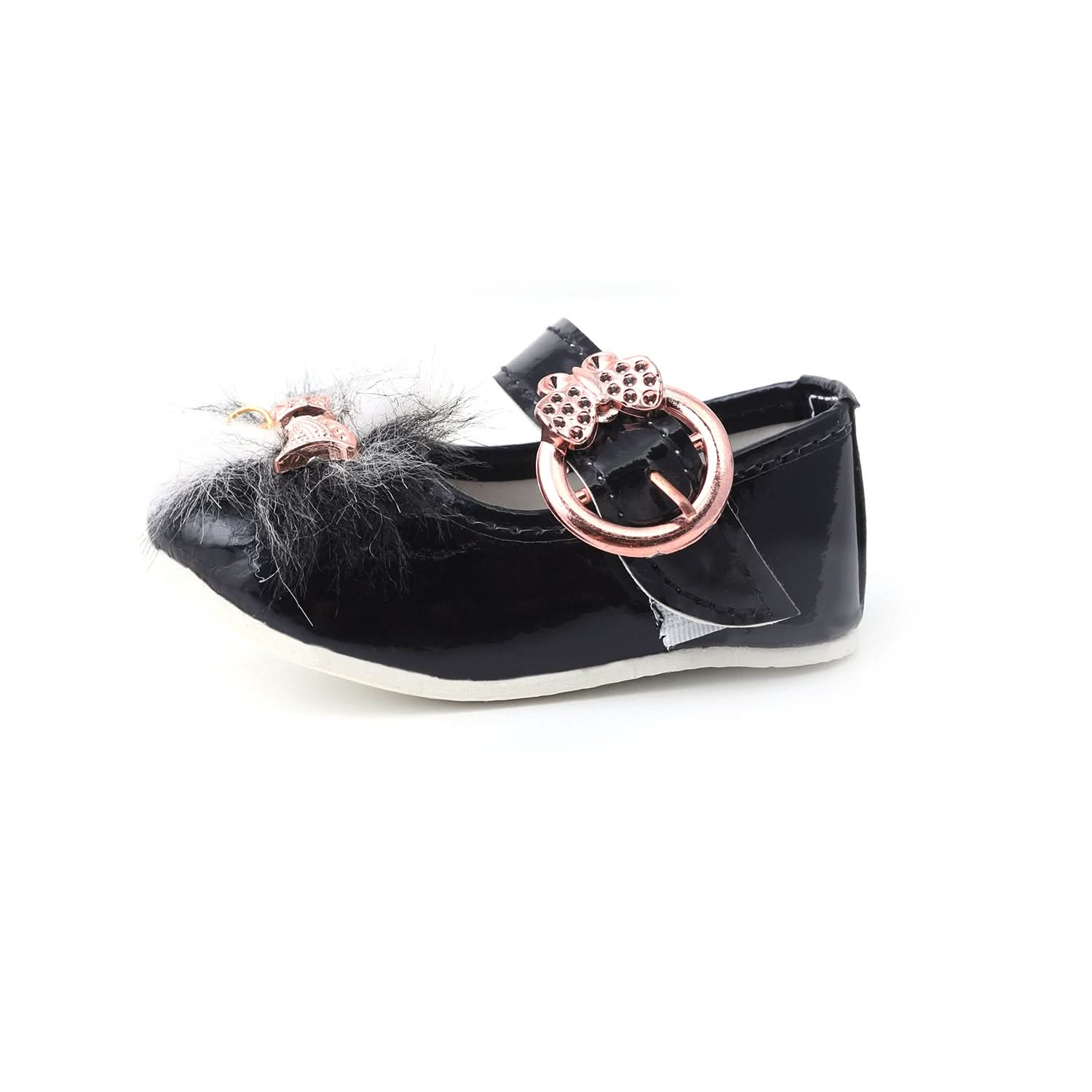 Newborn Girls Pumpy (Fur) - Black, Newborn Caps, Shoes & Socks, Chase Value, Chase Value