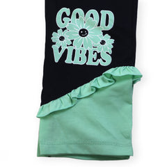 Girls Tight Half Sleeves Suit - Sea Green
