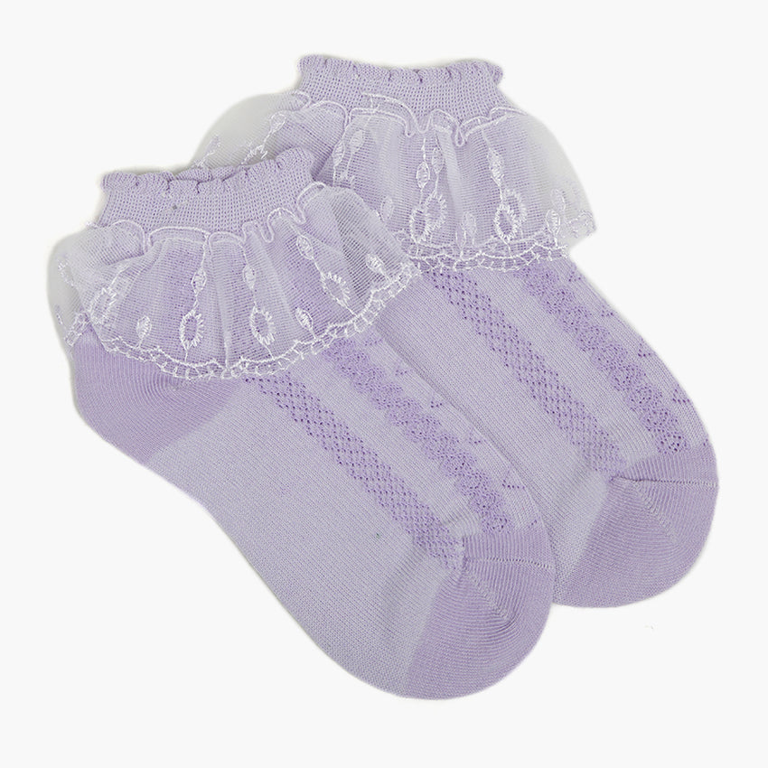 Girls Frill Sock - Purple