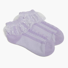 Girls Frill Sock - Purple