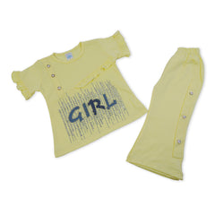 Girls Tight Half Sleeves Suit - Lemon