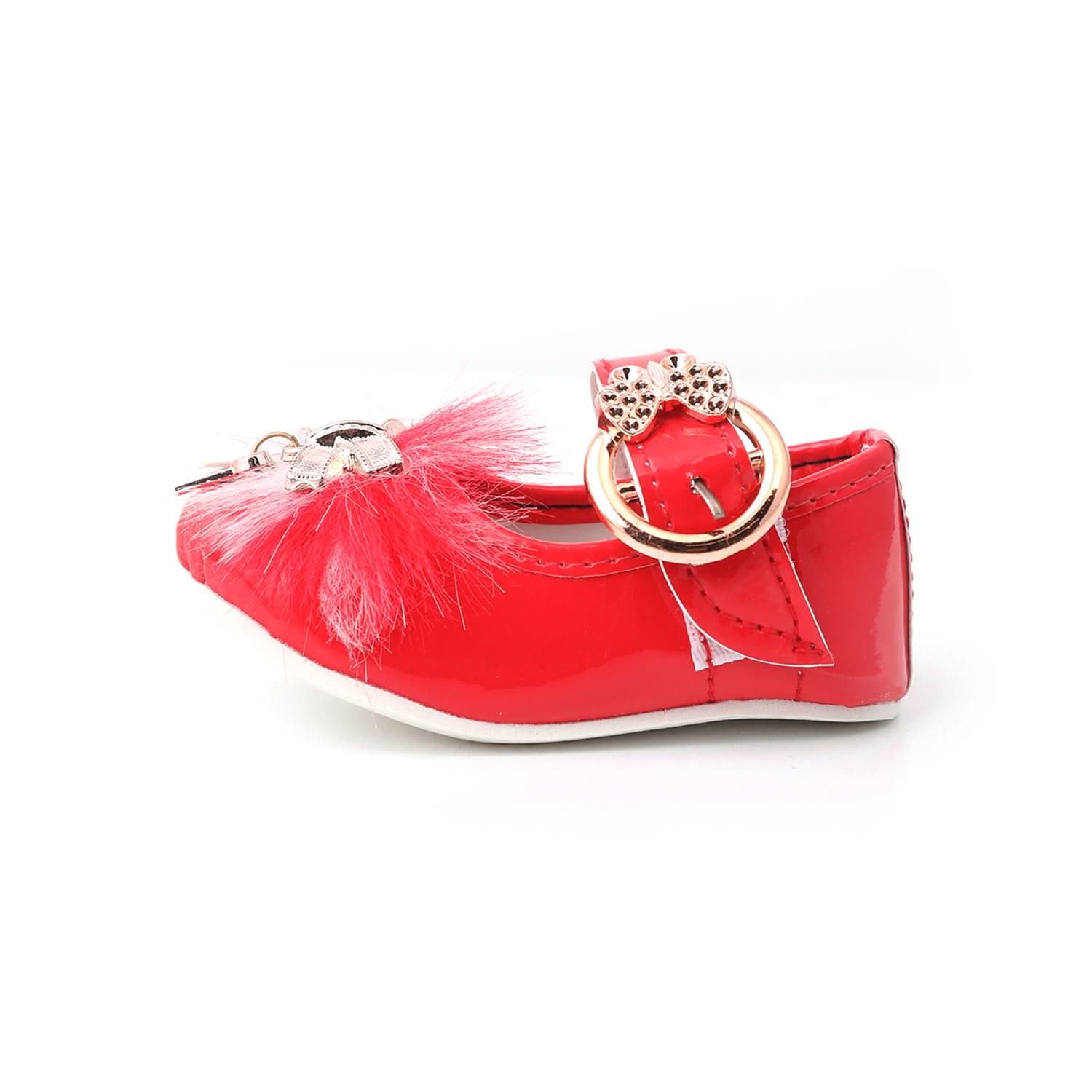 Newborn Girls Pumpy (Fur) - Red, Newborn Caps, Shoes & Socks, Chase Value, Chase Value