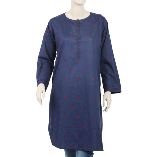 Women's Embroidered Stitched Kurti - Blue