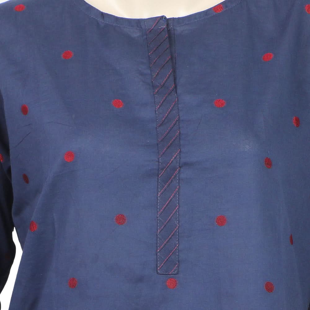 Women's Embroidered Stitched Kurti - Blue, Women Ready Kurtis, Chase Value, Chase Value