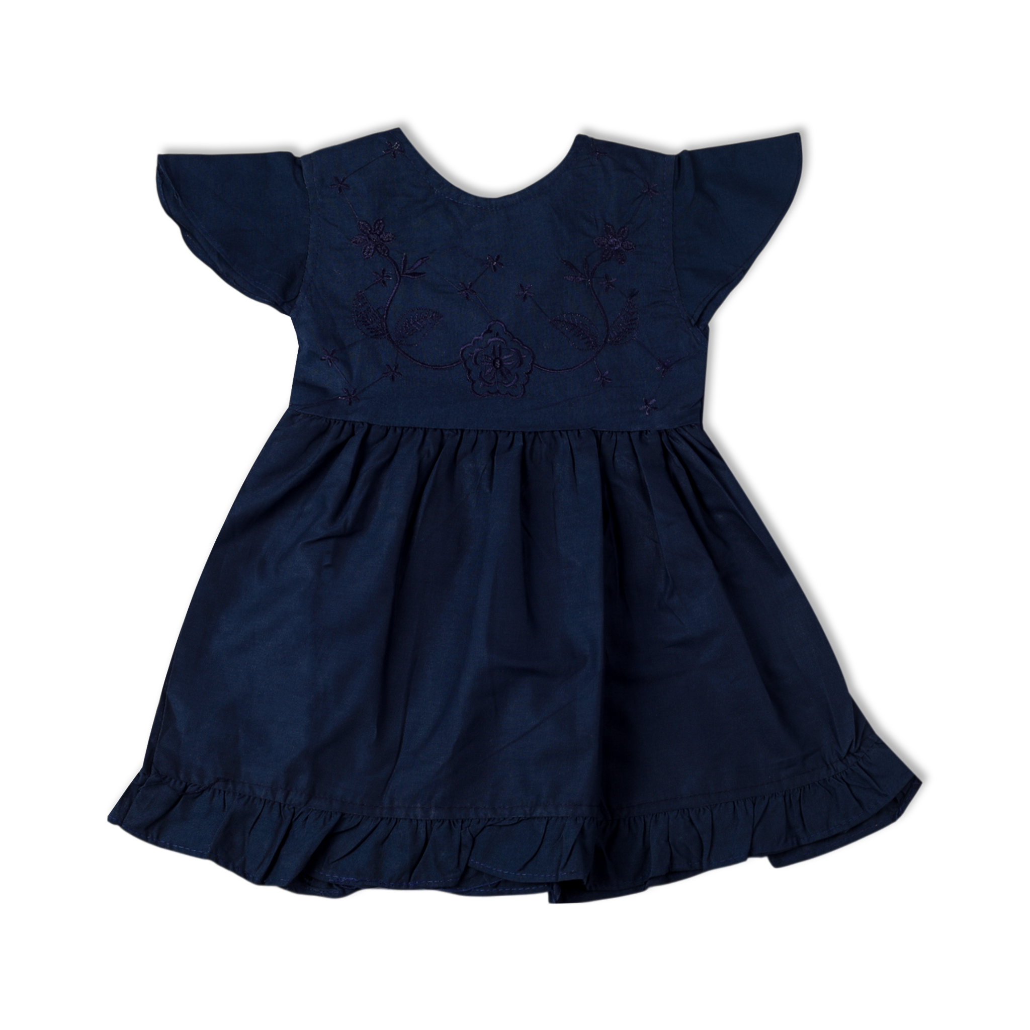 Girls Half Sleeves Embroidered Frock - Navy Blue, Girls Frocks, Chase Value, Chase Value
