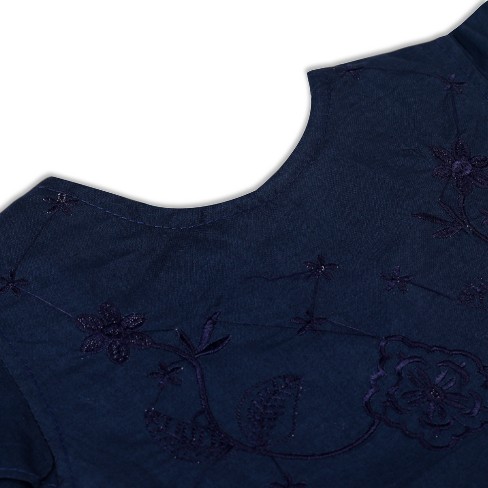 Girls Half Sleeves Embroidered Frock - Navy Blue, Girls Frocks, Chase Value, Chase Value
