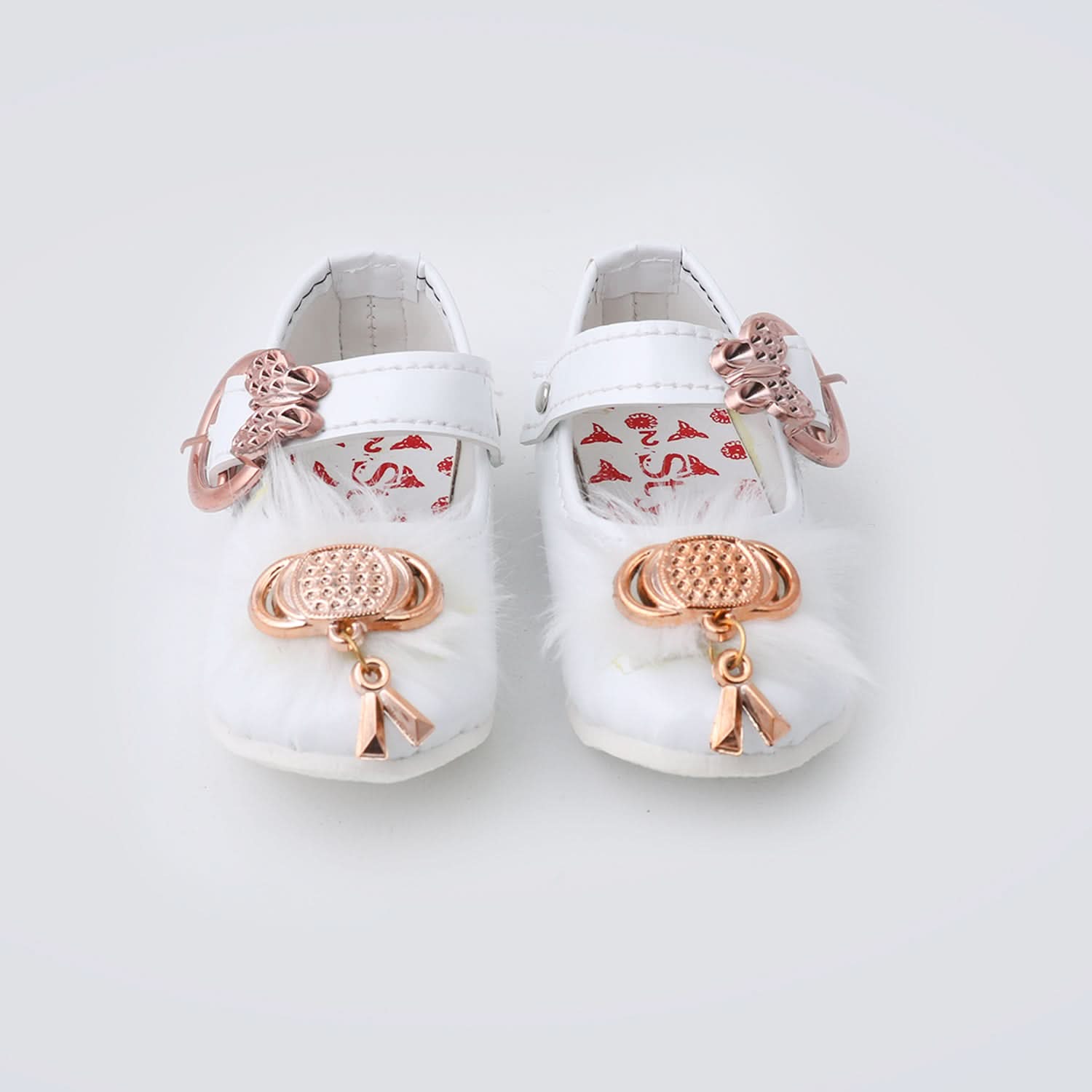 Newborn Girls Pumpy (Fur) - White, Newborn Caps, Shoes & Socks, Chase Value, Chase Value