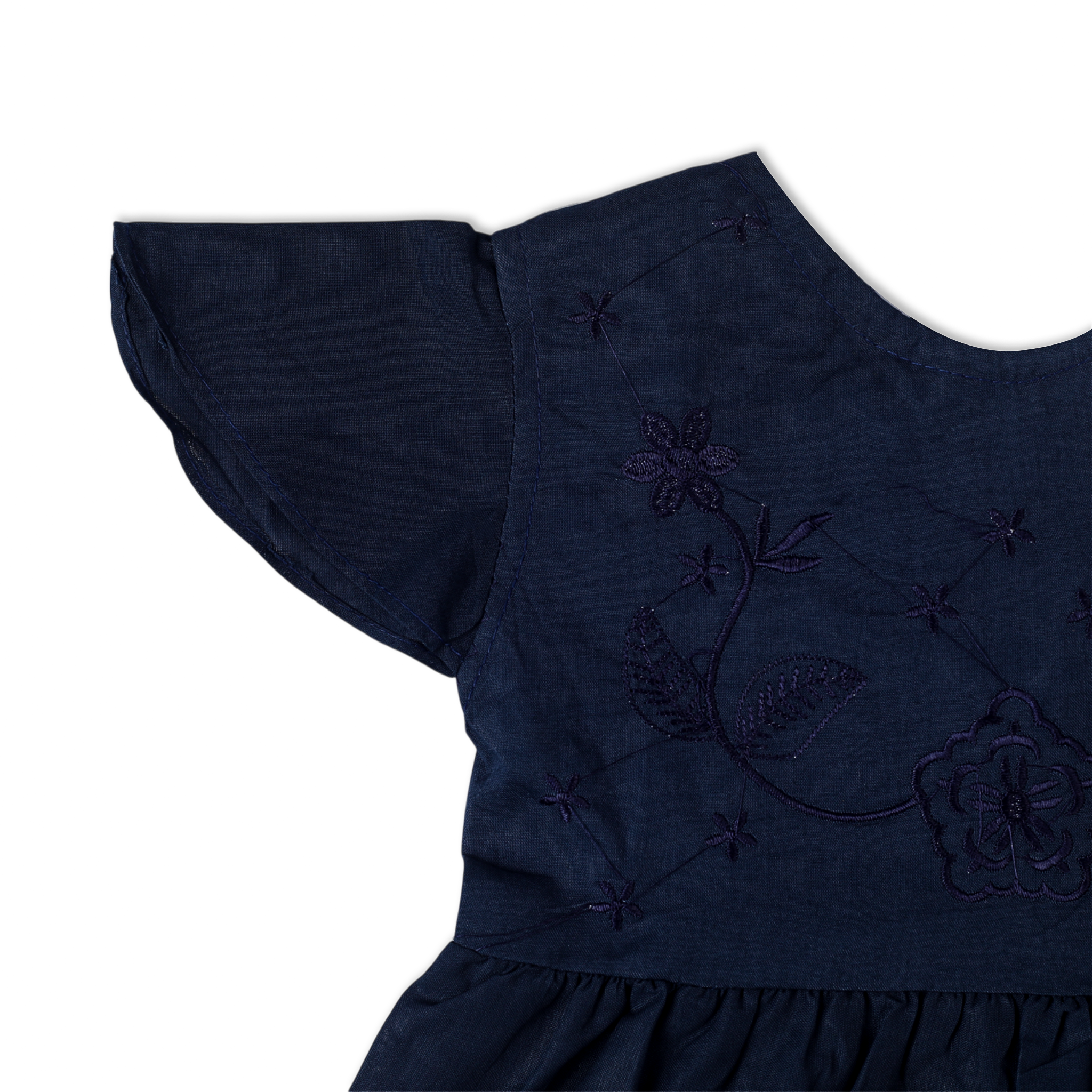 Girls Half Sleeves Embroidered Frock - Navy Blue, Girls Frocks, Chase Value, Chase Value