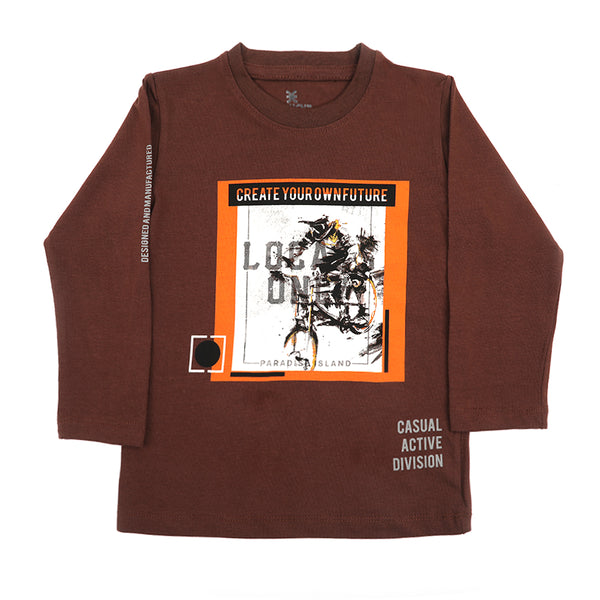 Eminent Boys Full Sleeves T-Shirt - Brown