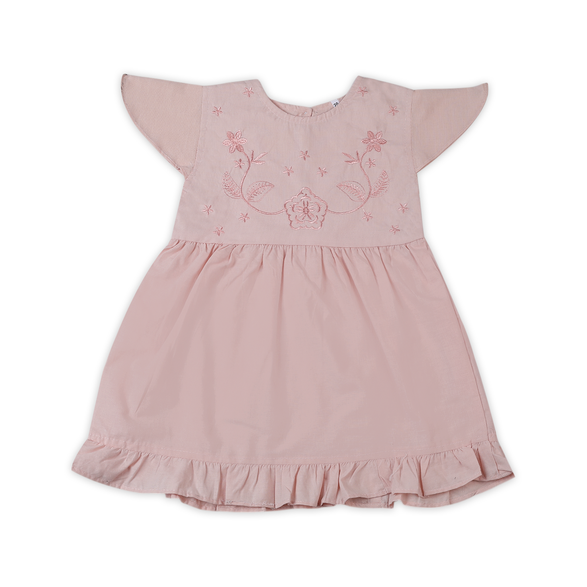 Girls Half Sleeves Embroidered Frock - Peach, Girls Frocks, Chase Value, Chase Value