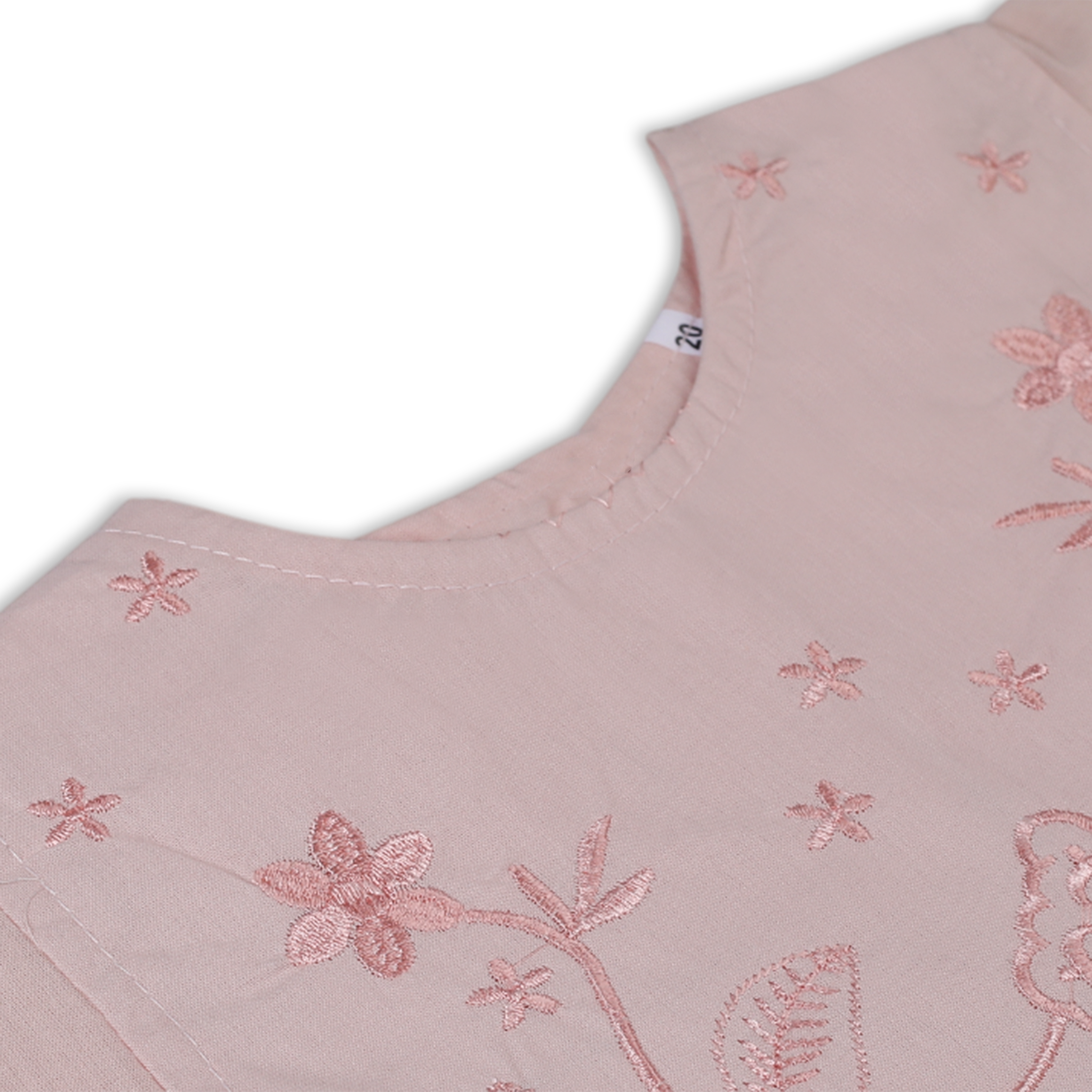 Girls Half Sleeves Embroidered Frock - Peach, Girls Frocks, Chase Value, Chase Value