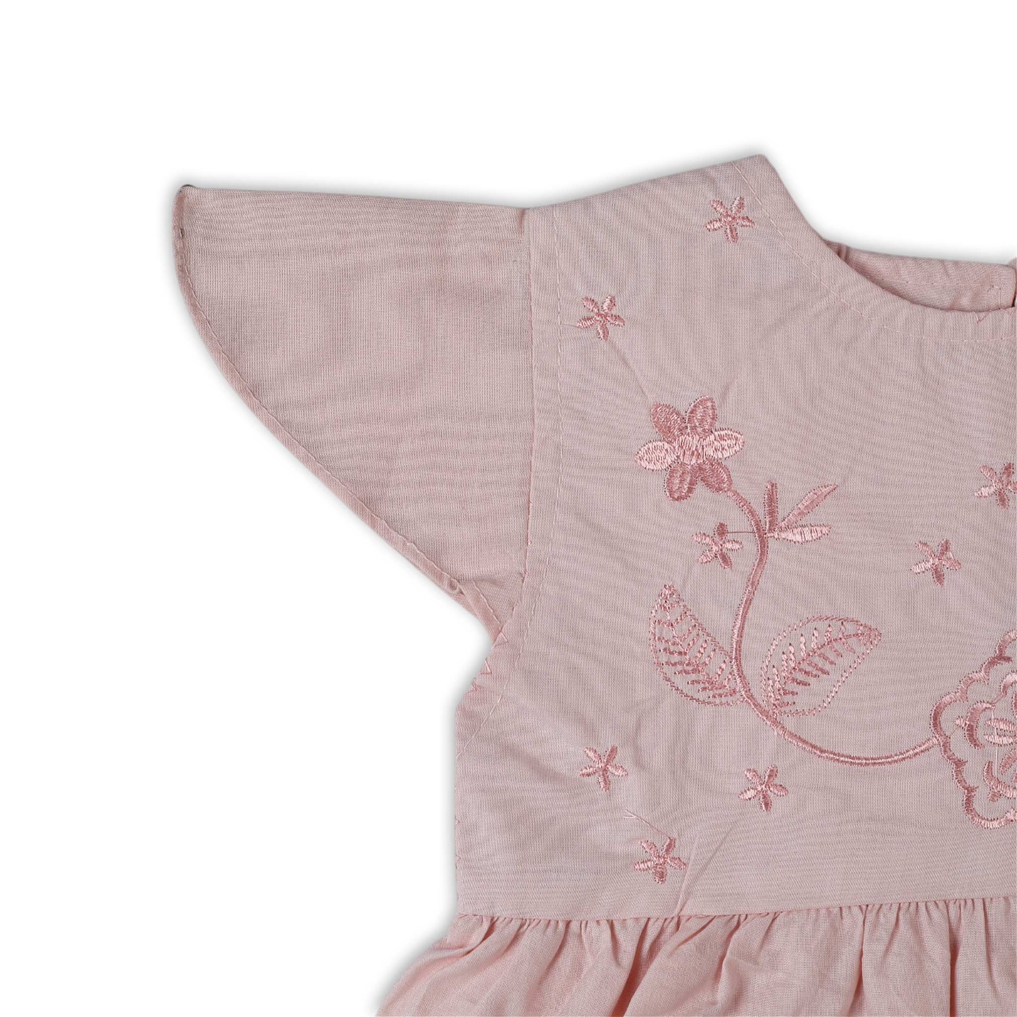 Girls Half Sleeves Embroidered Frock - Peach, Girls Frocks, Chase Value, Chase Value