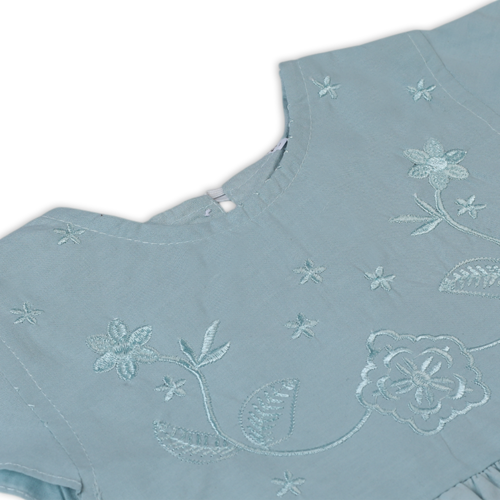 Girls Half Sleeves Embroidered Frock - Light Blue, Girls Frocks, Chase Value, Chase Value