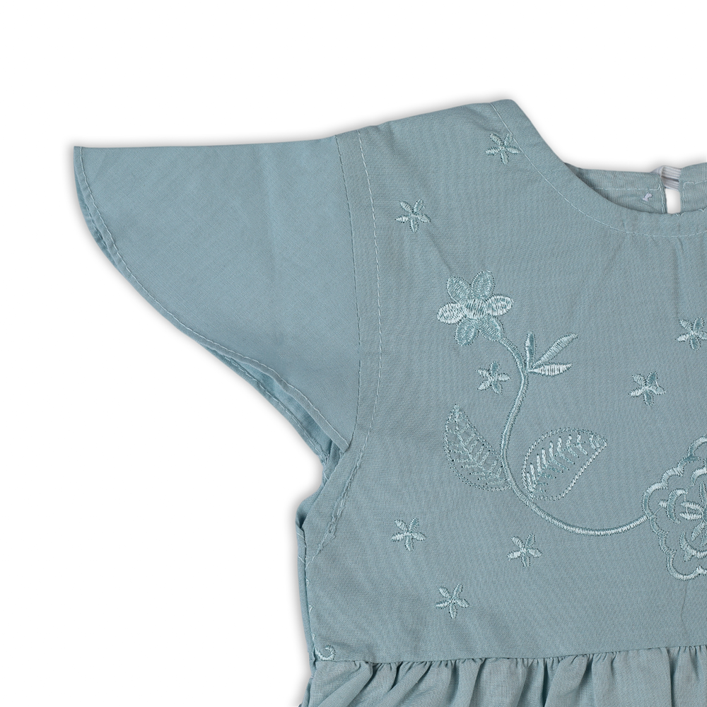 Girls Half Sleeves Embroidered Frock - Light Blue, Girls Frocks, Chase Value, Chase Value