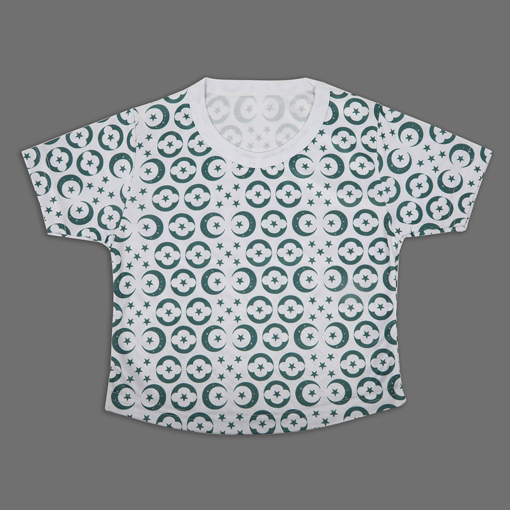 Valuables Newborn Girls Independence Day T-Shirt - White & Green, Newborn Girls T-Shirts, Chase Value, Chase Value