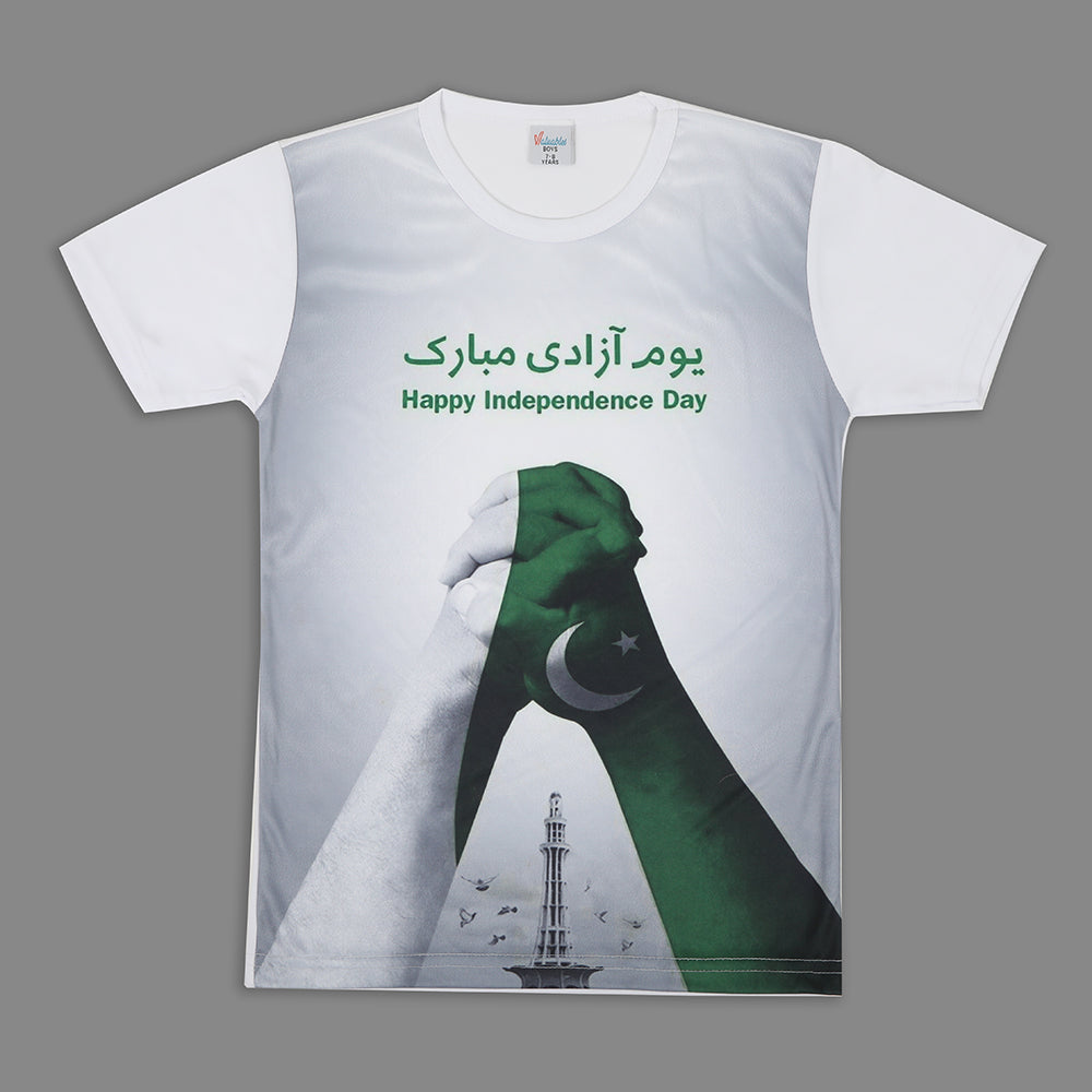 Boys Half Sleeves Azadi T-shirt - Green, Boys T-Shirts, Chase Value, Chase Value