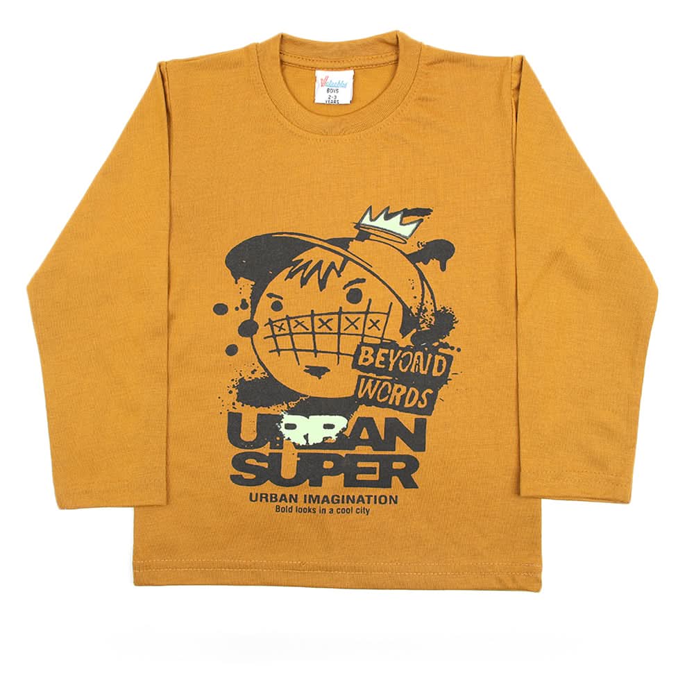 Boys Full Sleeves T-Shirt - Mustard, Boys T-Shirts, Chase Value, Chase Value