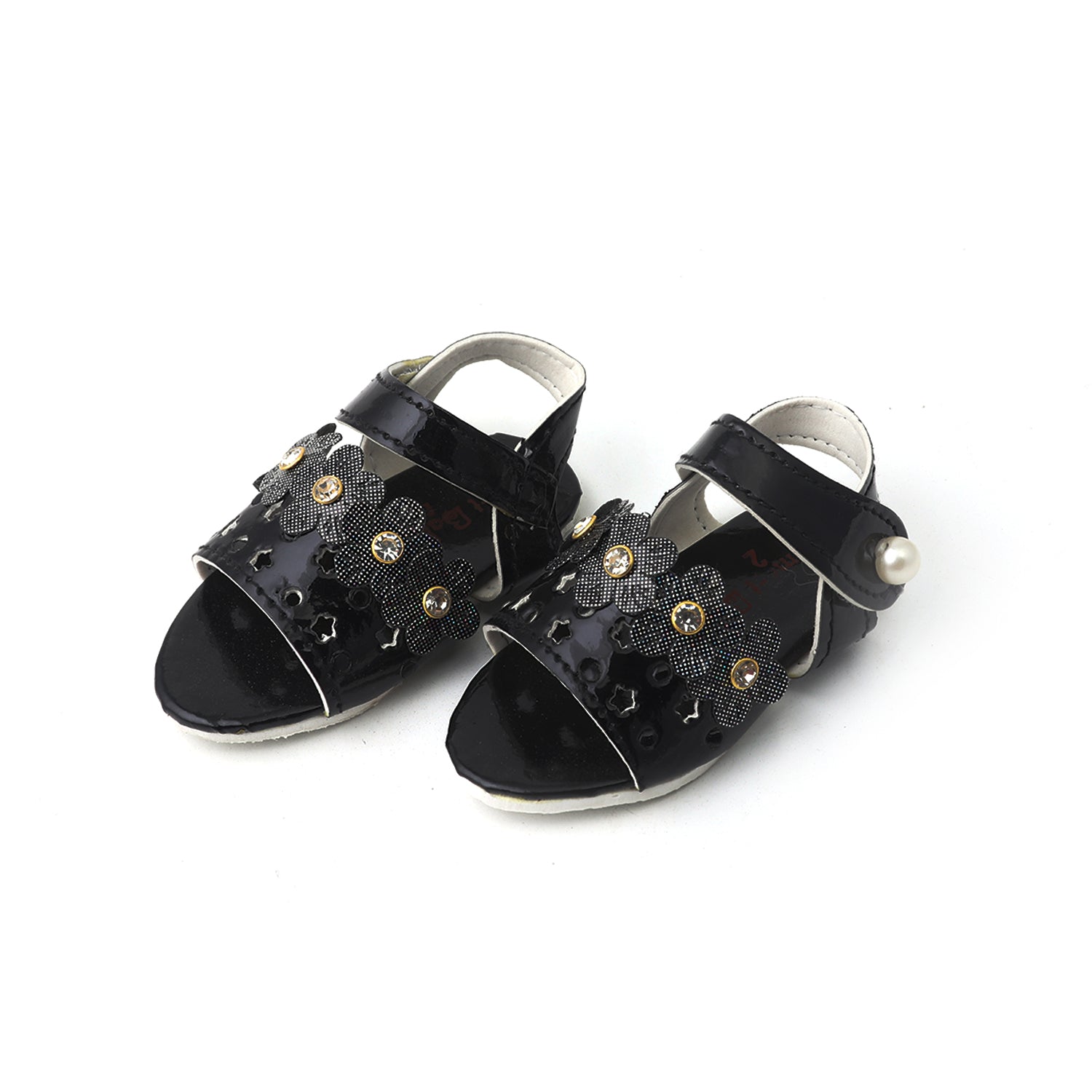 Newborn Sandle Five Flower - Black, Newborn Caps, Shoes & Socks, Chase Value, Chase Value
