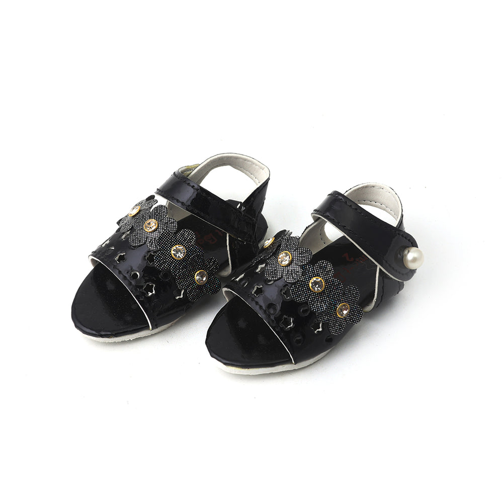 Newborn Sandle Five Flower - Black, Newborn Caps, Shoes & Socks, Chase Value, Chase Value