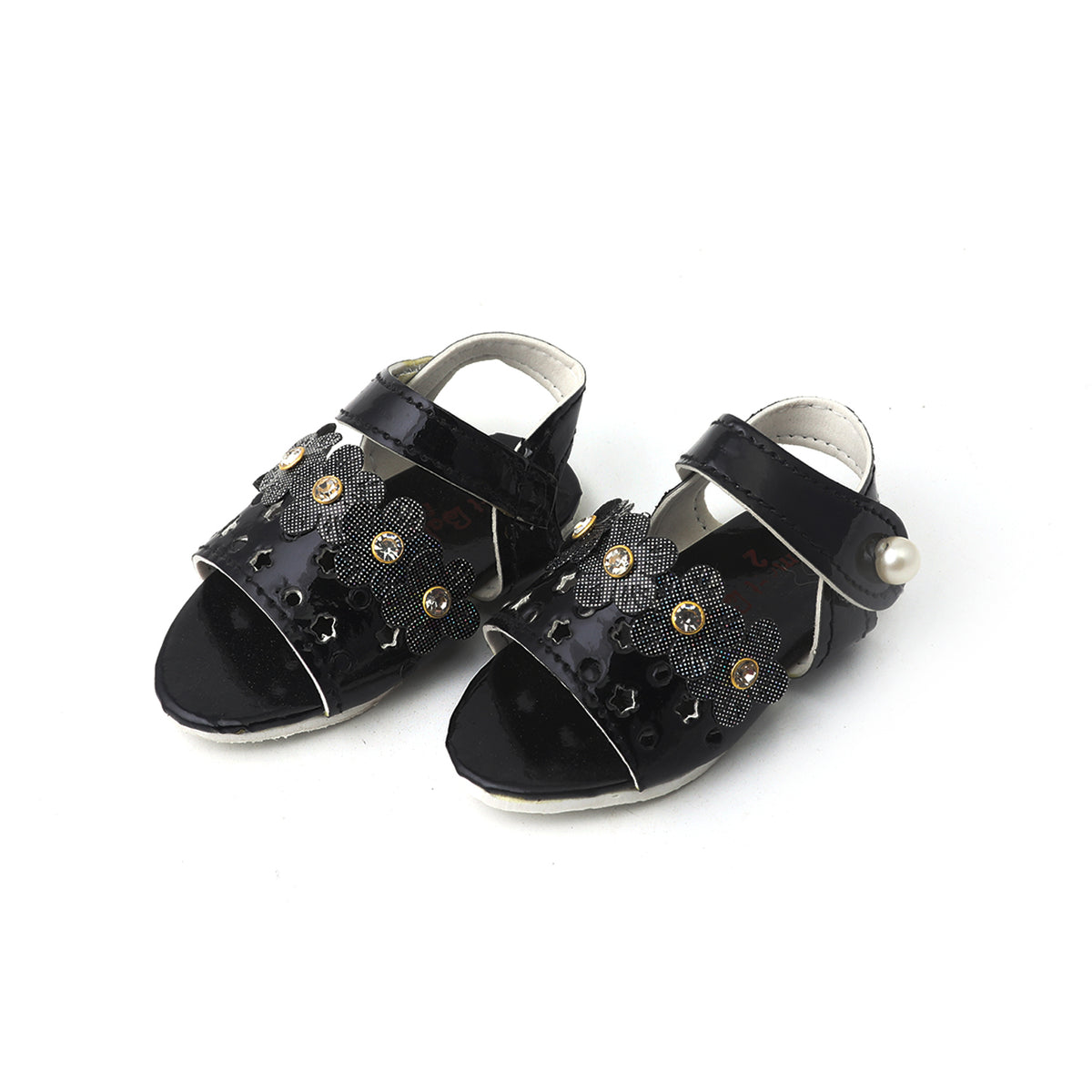 Newborn Sandle Five Flower - Black, Newborn Caps, Shoes & Socks, Chase Value, Chase Value
