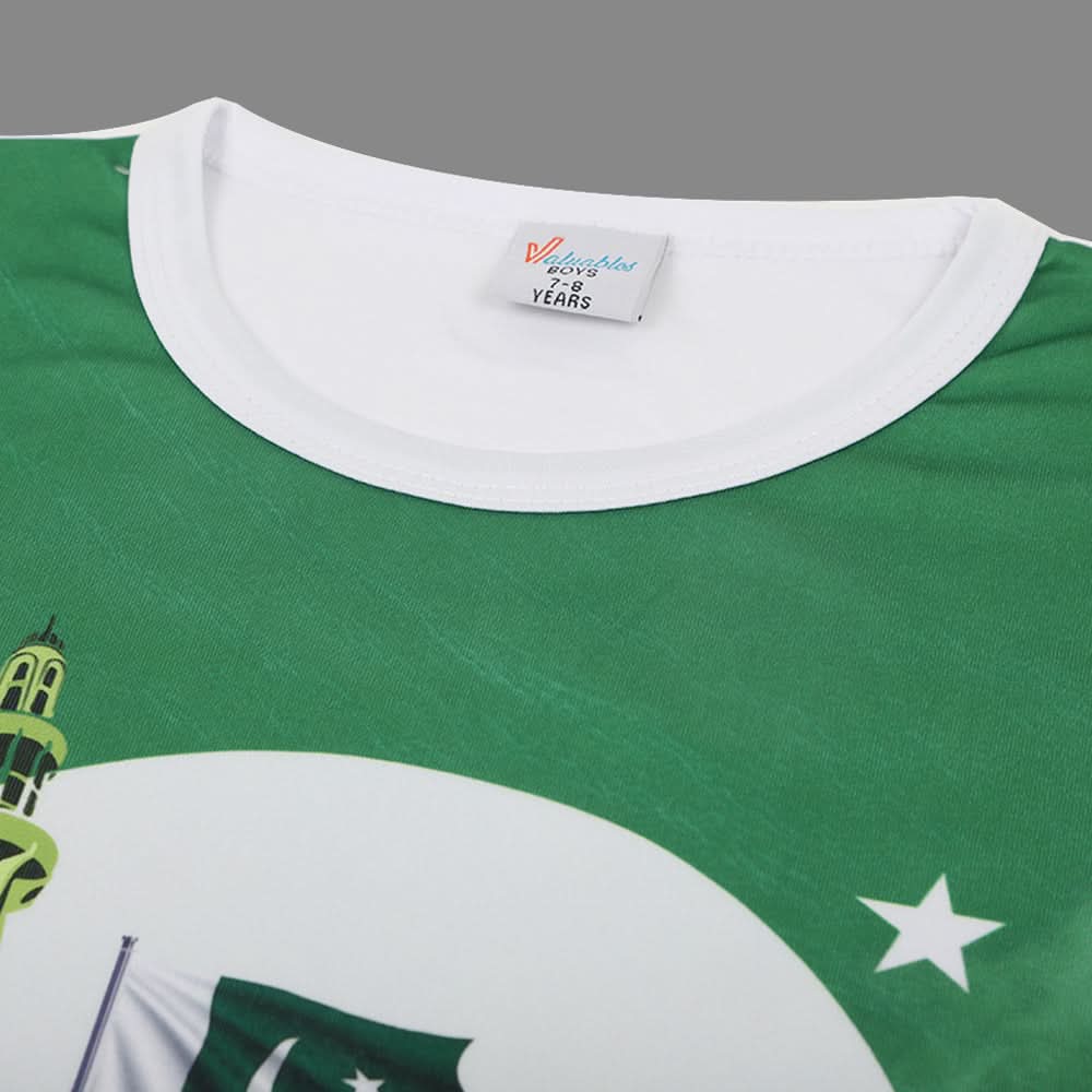 Boys Half Sleeves Azadi T-Shirt - Green, Boys T-Shirts, Chase Value, Chase Value