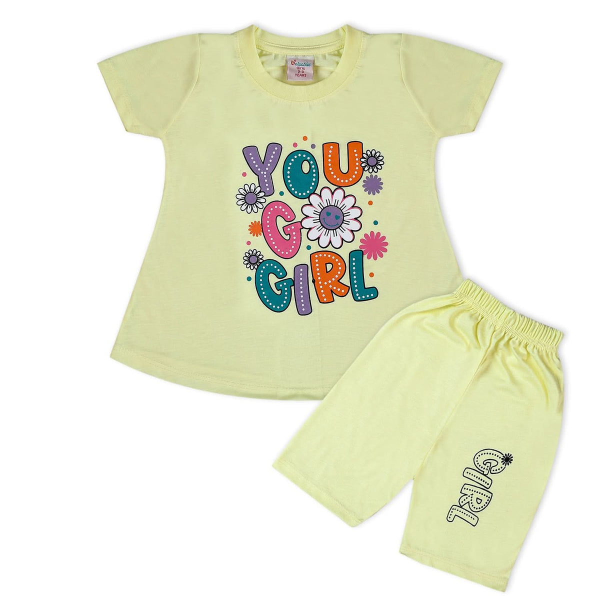 Valuable Girls Half Sleeves Suit - Yellow, Girls Suits, Chase Value, Chase Value