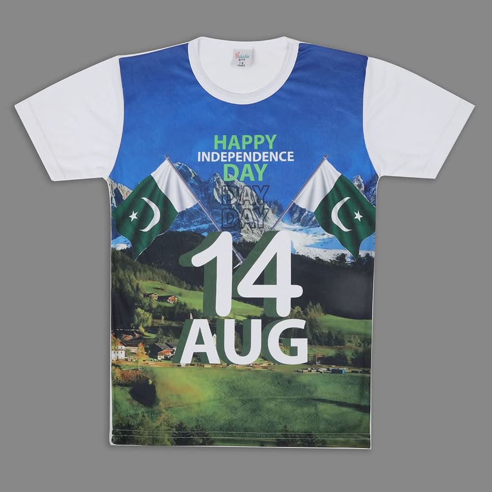 Boys Half Sleeves Azadi T-Shirt - Blue, Boys T-Shirts, Chase Value, Chase Value