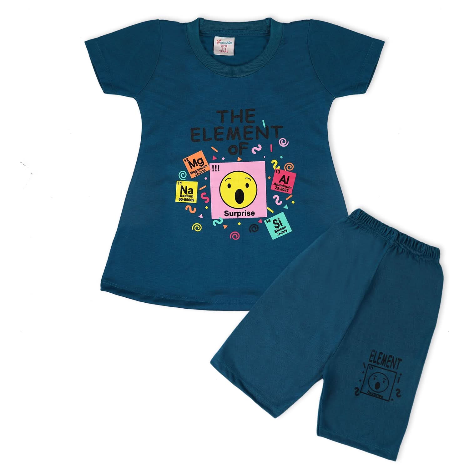 Valuable Girls Half Sleeves Suit - Steel Blue, Girls Suits, Chase Value, Chase Value