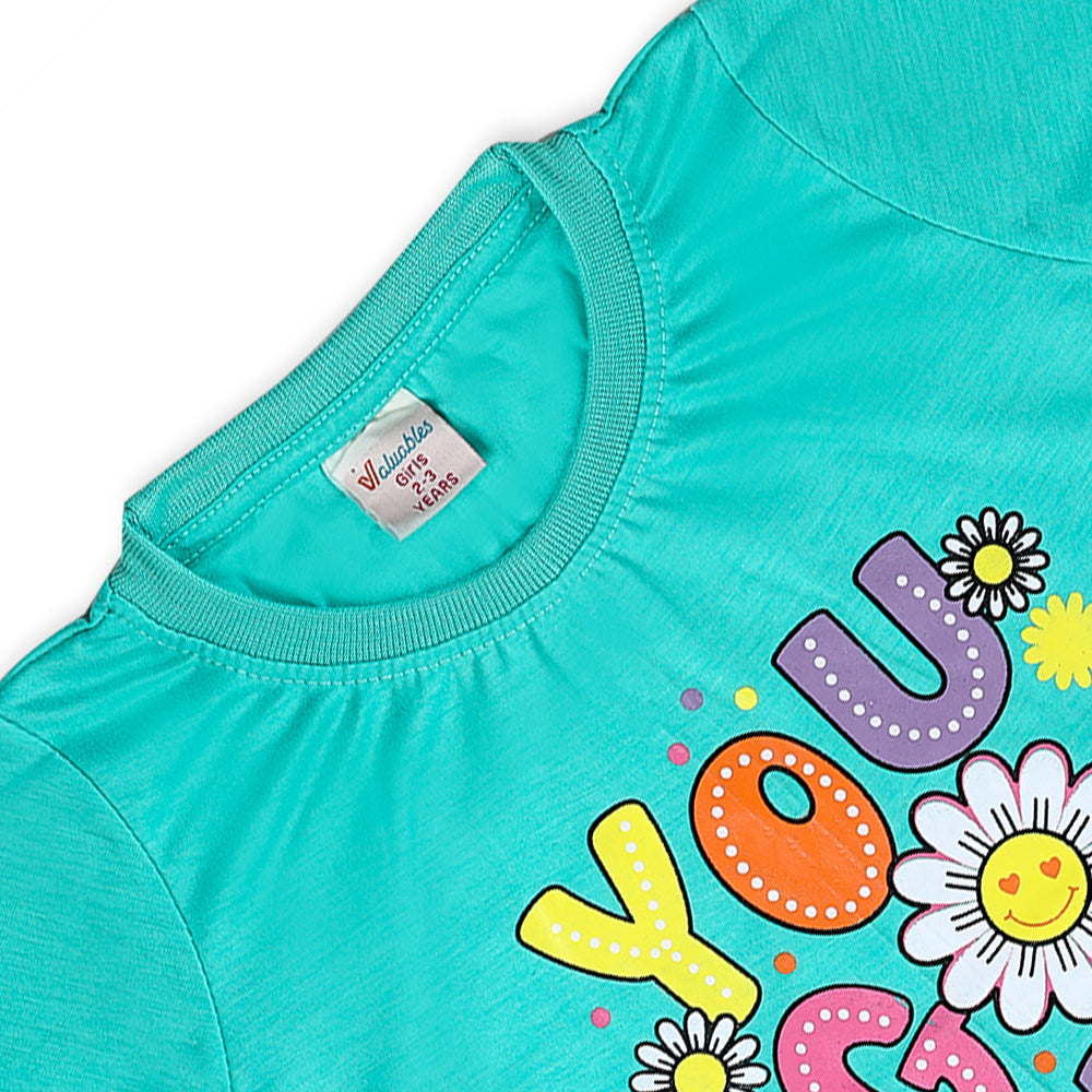 Valuable Girls Half Sleeves Suit - Cyan, Girls Suits, Chase Value, Chase Value