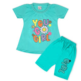 Valuable Girls Half Sleeves Suit - Cyan, Girls Suits, Chase Value, Chase Value